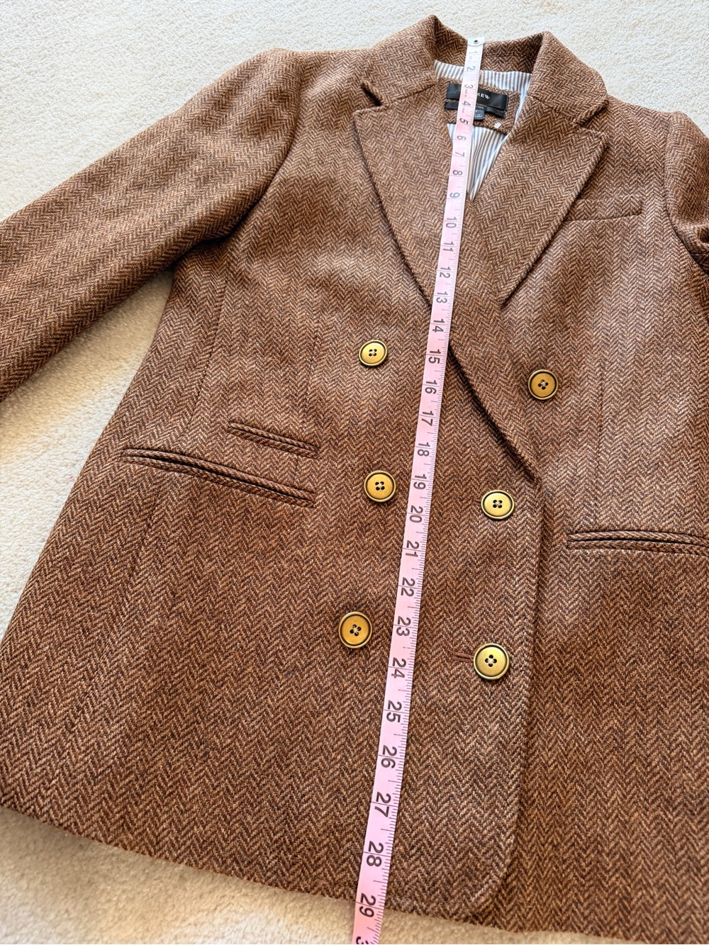 J.Crew Bristol Blazer Hazelnut English Wool Herringbone Double Breasted NWOT 0 - Picture 10 of 10